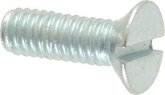 Value Collection - M4x0.70, 12mm OAL Slotted Drive Machine Screw - Flat Head, Grade 4.8 Steel, Zinc-Plated Finish, Without Washer - Exact Tool & Supply