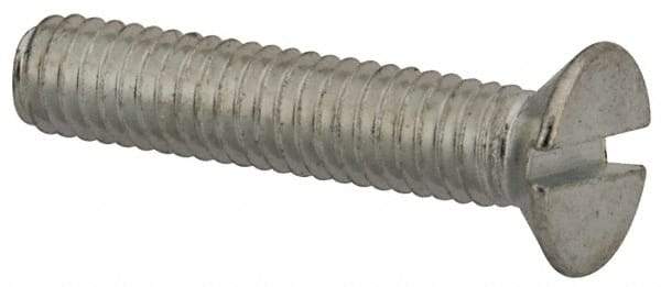 Value Collection - M4x0.70, 20mm OAL Slotted Drive Machine Screw - Flat Head, Grade 4.8 Steel, Zinc-Plated Finish, Without Washer - Exact Tool & Supply