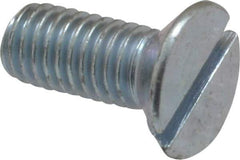 Value Collection - M5x0.80, 12mm OAL Slotted Drive Machine Screw - Flat Head, Grade 4.8 Steel, Zinc-Plated Finish, Without Washer - Exact Tool & Supply