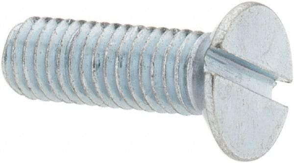 Value Collection - M5x0.80, 16mm OAL Slotted Drive Machine Screw - Flat Head, Grade 4.8 Steel, Zinc-Plated Finish, Without Washer - Exact Tool & Supply