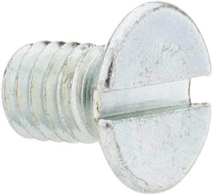 Value Collection - M6x1.00, 10mm OAL Slotted Drive Machine Screw - Flat Head, Grade 4.8 Steel, Zinc-Plated Finish, Without Washer - Exact Tool & Supply