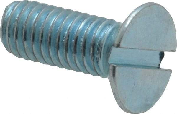 Value Collection - M6x1.00, 16mm OAL Slotted Drive Machine Screw - Flat Head, Grade 4.8 Steel, Zinc-Plated Finish, Without Washer - Exact Tool & Supply