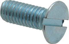 Value Collection - M6x1.00, 16mm OAL Slotted Drive Machine Screw - Flat Head, Grade 4.8 Steel, Zinc-Plated Finish, Without Washer - Exact Tool & Supply