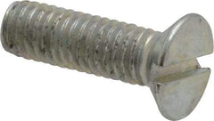 Value Collection - M6x1.00, 20mm OAL Slotted Drive Machine Screw - Flat Head, Grade 4.8 Steel, Zinc-Plated Finish, Without Washer - Exact Tool & Supply