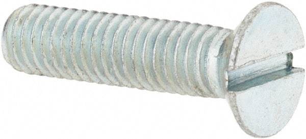 Value Collection - M6x1.00, 30mm OAL Slotted Drive Machine Screw - Flat Head, Grade 4.8 Steel, Zinc-Plated Finish, Without Washer - Exact Tool & Supply