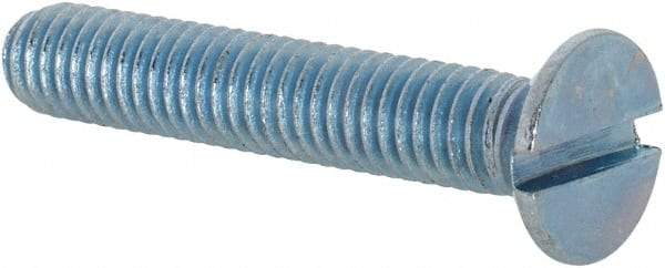 Value Collection - M6x1.00, 35mm OAL Slotted Drive Machine Screw - Flat Head, Grade 4.8 Steel, Zinc-Plated Finish, Without Washer - Exact Tool & Supply