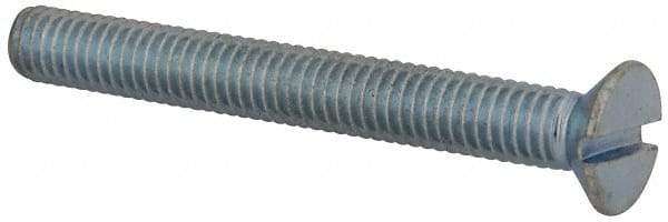 Value Collection - M6x1.00, 50mm OAL Slotted Drive Machine Screw - Flat Head, Grade 4.8 Steel, Zinc-Plated Finish, Without Washer - Exact Tool & Supply
