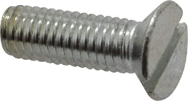 Value Collection - M8x1.25, 25mm OAL Slotted Drive Machine Screw - Flat Head, Grade 4.8 Steel, Zinc-Plated Finish, Without Washer - Exact Tool & Supply