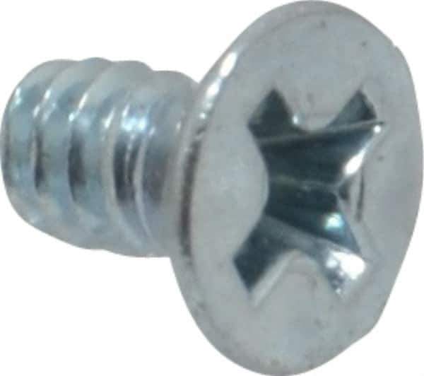 Value Collection - #6-32 UNC, 1/4" OAL Phillips Drive Machine Screw - Flat Head, Grade 2 Steel, Zinc-Plated Finish, Without Washer - Exact Tool & Supply