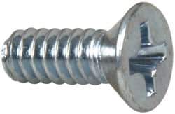 Value Collection - #6-32 UNC, 3/8" OAL Phillips Drive Machine Screw - Flat Head, Grade 2 Steel, Zinc-Plated Finish, Without Washer - Exact Tool & Supply