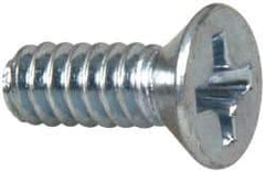 Value Collection - #6-32 UNC, 3/8" OAL Phillips Drive Machine Screw - Flat Head, Grade 2 Steel, Zinc-Plated Finish, Without Washer - Exact Tool & Supply