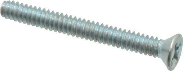 Value Collection - #6-32 UNC, 1-1/4" OAL Phillips Drive Machine Screw - Flat Head, Grade 2 Steel, Zinc-Plated Finish, Without Washer - Exact Tool & Supply