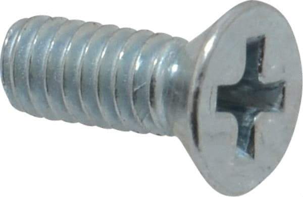Value Collection - #8-32 UNC, 7/16" OAL Phillips Drive Machine Screw - Flat Head, Grade 2 Steel, Zinc-Plated Finish, Without Washer - Exact Tool & Supply