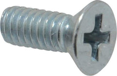 Value Collection - #8-32 UNC, 7/16" OAL Phillips Drive Machine Screw - Flat Head, Grade 2 Steel, Zinc-Plated Finish, Without Washer - Exact Tool & Supply