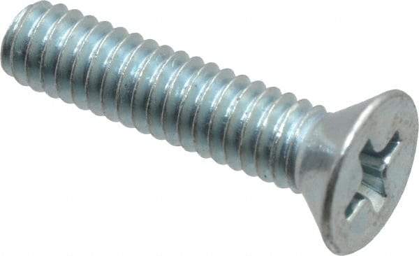 Value Collection - #8-32 UNC, 3/4" OAL Phillips Drive Machine Screw - Flat Head, Grade 2 Steel, Zinc-Plated Finish, Without Washer - Exact Tool & Supply