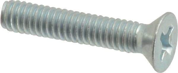 Value Collection - #8-32 UNC, 7/8" OAL Phillips Drive Machine Screw - Flat Head, Grade J82 Steel, Zinc-Plated Finish, Without Washer - Exact Tool & Supply