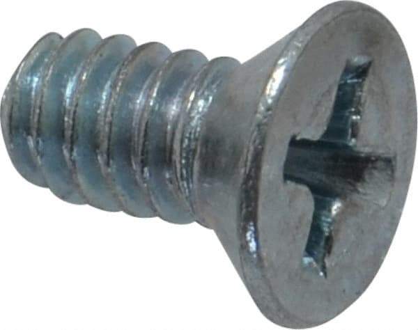 Value Collection - #10-24 UNC, 3/8" OAL Phillips Drive Machine Screw - Flat Head, Grade J82 Steel, Zinc-Plated Finish, Without Washer - Exact Tool & Supply