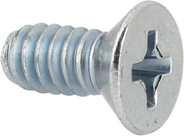 Value Collection - #10-24 UNC, 7/16" OAL Phillips Drive Machine Screw - Flat Head, Grade J82 Steel, Zinc-Plated Finish, Without Washer - Exact Tool & Supply