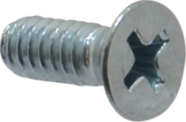 Value Collection - #10-24 UNC, 1/2" OAL Phillips Drive Machine Screw - Flat Head, Grade 2 Steel, Zinc-Plated Finish, Without Washer - Exact Tool & Supply