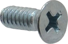 Value Collection - #10-24 UNC, 1/2" OAL Phillips Drive Machine Screw - Flat Head, Grade 2 Steel, Zinc-Plated Finish, Without Washer - Exact Tool & Supply