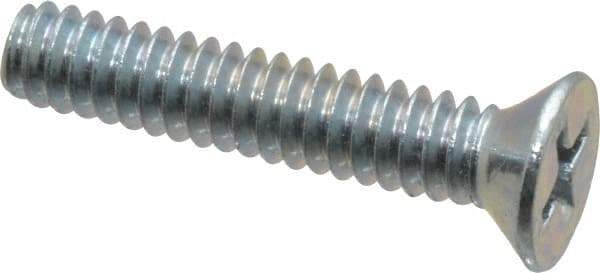 Value Collection - #10-24 UNC, 1" OAL Phillips Drive Machine Screw - Flat Head, Grade 2 Steel, Zinc-Plated Finish, Without Washer - Exact Tool & Supply