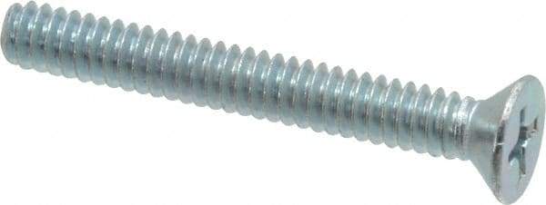 Value Collection - #10-24 UNC, 1-1/2" OAL Phillips Drive Machine Screw - Flat Head, Grade 2 Steel, Zinc-Plated Finish, Without Washer - Exact Tool & Supply