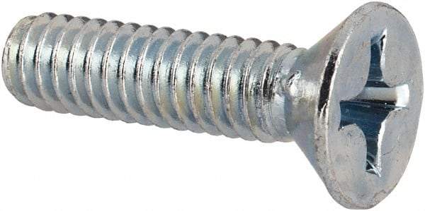Value Collection - #12-24 UNC, 7/8" OAL Phillips Drive Machine Screw - Flat Head, Grade J82 Steel, Zinc-Plated Finish, Without Washer - Exact Tool & Supply