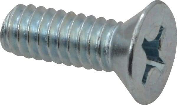 Value Collection - 1/4-20 UNC, 3/4" OAL Phillips Drive Machine Screw - Flat Head, Grade 2 Steel, Zinc-Plated Finish, Without Washer - Exact Tool & Supply