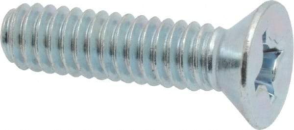 Value Collection - 1/4-20 UNC, 1" OAL Phillips Drive Machine Screw - Flat Head, Grade 2 Steel, Zinc-Plated Finish, Without Washer - Exact Tool & Supply
