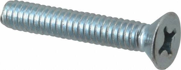 Value Collection - 1/4-20 UNC, 1-1/2" OAL Phillips Drive Machine Screw - Flat Head, Grade 2 Steel, Zinc-Plated Finish, Without Washer - Exact Tool & Supply