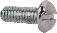 Value Collection - #8-32 UNC, 7/16" Length Under Head Slotted Drive Machine Screw - Round Head, Grade J82 Steel, Zinc-Plated Finish, Without Washer - Exact Tool & Supply