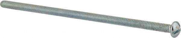 Value Collection - #8-32 UNC, 4" Length Under Head Slotted Drive Machine Screw - Round Head, Grade 2 Alloy Steel, Zinc-Plated Finish, Without Washer - Exact Tool & Supply