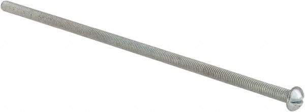 Value Collection - #10-32 UNF, 6" Length Under Head Slotted Drive Machine Screw - Round Head, Grade J82 Steel, Zinc-Plated Finish, Without Washer - Exact Tool & Supply