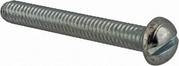 Value Collection - #12-24 UNC, 1-3/4" Length Under Head Slotted Drive Machine Screw - Round Head, Grade J82 Steel, Zinc-Plated Finish, Without Washer - Exact Tool & Supply