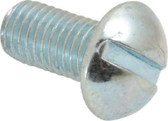 Value Collection - 1/4-28 UNF, 1/2" Length Under Head Slotted Drive Machine Screw - Round Head, Grade J82 Steel, Zinc-Plated Finish, Without Washer - Exact Tool & Supply