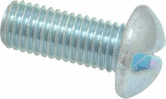 Value Collection - 1/4-28 UNF, 5/8" Length Under Head Slotted Drive Machine Screw - Round Head, Grade J82 Steel, Zinc-Plated Finish, Without Washer - Exact Tool & Supply