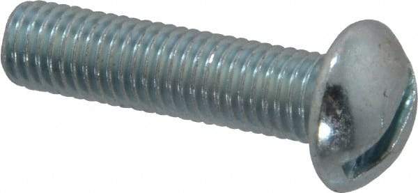 Value Collection - 1/4-28 UNF, 1" Length Under Head Slotted Drive Machine Screw - Round Head, Grade J82 Steel, Zinc-Plated Finish, Without Washer - Exact Tool & Supply