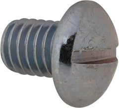 Value Collection - 3/8-16 UNC, 1/2" Length Under Head Slotted Drive Machine Screw - Round Head, Grade 2 Alloy Steel, Zinc-Plated Finish, Without Washer - Exact Tool & Supply