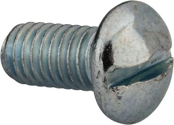 Value Collection - 3/8-16 UNC, 3/4" Length Under Head Slotted Drive Machine Screw - Round Head, Grade 2 Alloy Steel, Zinc-Plated Finish, Without Washer - Exact Tool & Supply