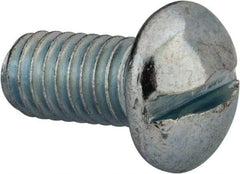 Value Collection - 3/8-16 UNC, 3/4" Length Under Head Slotted Drive Machine Screw - Round Head, Grade 2 Alloy Steel, Zinc-Plated Finish, Without Washer - Exact Tool & Supply