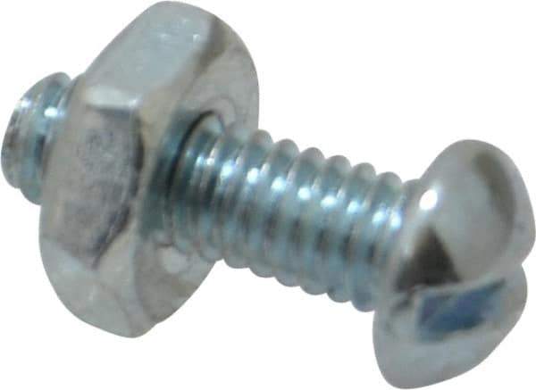 Value Collection - #8-32 UNC, 1/2" Length Under Head Slotted Drive Machine Screw - Round Head, Grade J82 Steel, Zinc-Plated Finish, Without Washer - Exact Tool & Supply