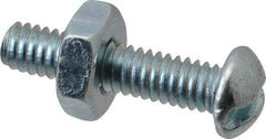 Value Collection - #8-32 UNC, 3/4" Length Under Head Slotted Drive Machine Screw - Round Head, Grade 2 Steel, Zinc-Plated Finish, Without Washer - Exact Tool & Supply