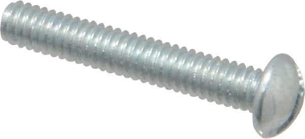 Value Collection - #8-32 UNC, 1" Length Under Head Slotted Drive Machine Screw - Round Head, Grade 2 Steel, Zinc-Plated Finish, Without Washer - Exact Tool & Supply