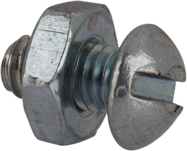 Value Collection - #10-24 UNC, 3/8" Length Under Head Slotted Drive Machine Screw - Round Head, Grade 2 Steel, Zinc-Plated Finish, Without Washer - Exact Tool & Supply