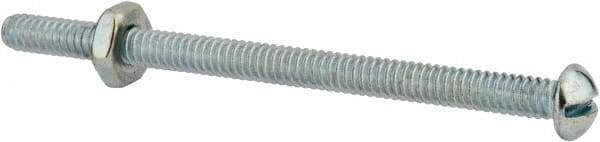 Value Collection - #10-24 UNC, 3" Length Under Head Slotted Drive Machine Screw - Round Head, Grade 2 Steel, Zinc-Plated Finish, Without Washer - Exact Tool & Supply