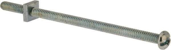 Value Collection - #10-24 UNC, 4" Length Under Head Slotted Drive Machine Screw - Round Head, Grade 2 Steel, Zinc-Plated Finish, Without Washer - Exact Tool & Supply