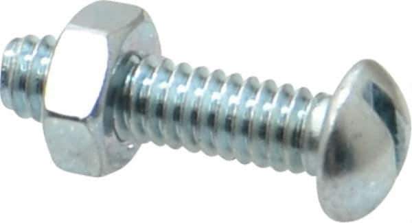Value Collection - 1/4-20 UNC, 1" Length Under Head Slotted Drive Machine Screw - Round Head, Grade 2 Steel, Zinc-Plated Finish, Without Washer - Exact Tool & Supply