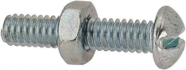 Value Collection - 1/4-20 UNC, 1-1/4" Length Under Head Slotted Drive Machine Screw - Round Head, Grade 2 Steel, Zinc-Plated Finish, Without Washer - Exact Tool & Supply