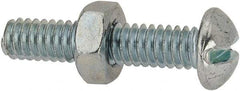 Value Collection - 1/4-20 UNC, 1-1/4" Length Under Head Slotted Drive Machine Screw - Round Head, Grade 2 Steel, Zinc-Plated Finish, Without Washer - Exact Tool & Supply