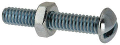 Value Collection - 1/4-20 UNC, 1-1/2" Length Under Head Slotted Drive Machine Screw - Round Head, Grade J82 Steel, Zinc-Plated Finish, Without Washer - Exact Tool & Supply
